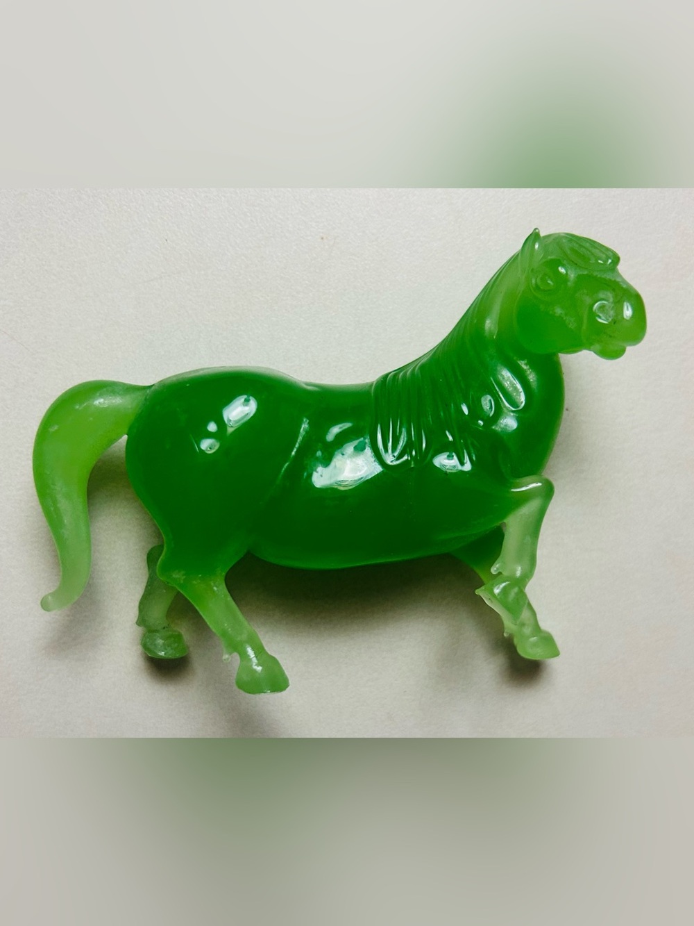 Vintage jade glass horse figure trinket